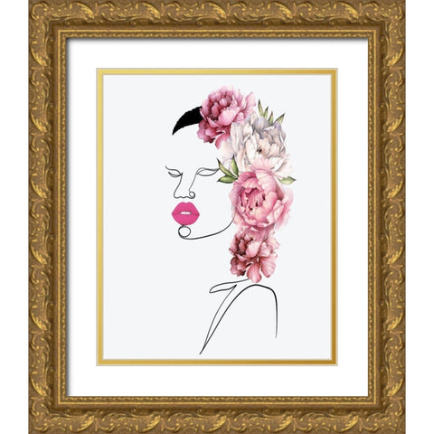 Line Art Gold Ornate Wood Framed Art Print with Double Matting by Burney, Yvonne Coleman