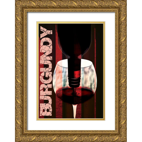 Burgundy Gold Ornate Wood Framed Art Print with Double Matting by Burney, Yvonne Coleman