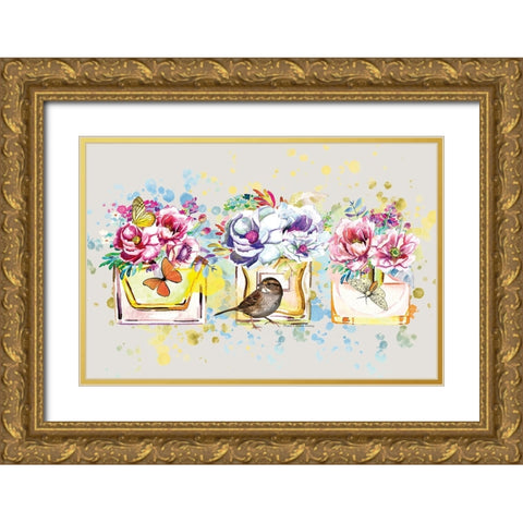 Perfume and Flowers Gold Ornate Wood Framed Art Print with Double Matting by Burney, Yvonne Coleman