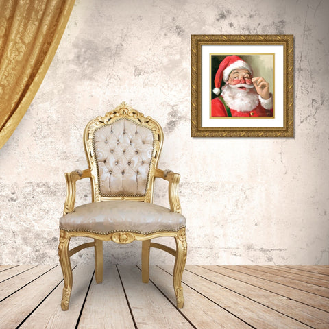 Santa Gold Ornate Wood Framed Art Print with Double Matting by Yellow Cafe