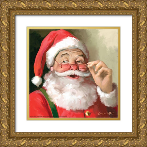 Santa Gold Ornate Wood Framed Art Print with Double Matting by Yellow Cafe
