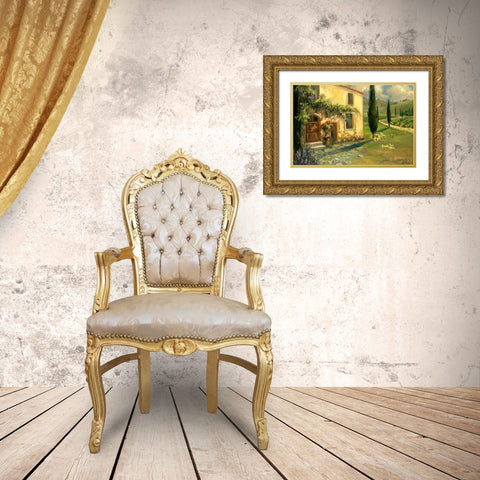 Tuscan Spring Gold Ornate Wood Framed Art Print with Double Matting by Yellow Cafe