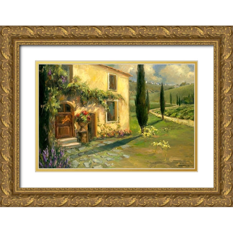 Tuscan Spring Gold Ornate Wood Framed Art Print with Double Matting by Yellow Cafe