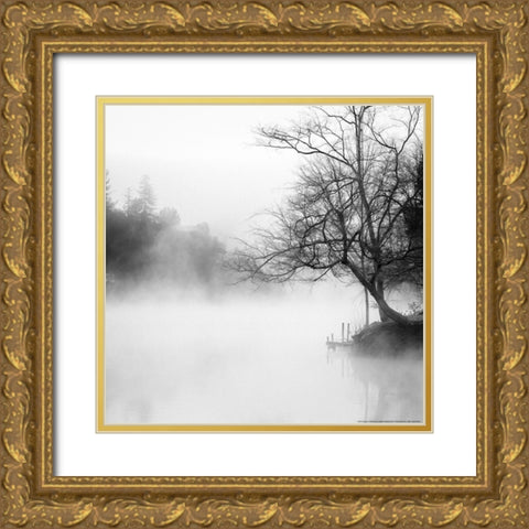 Fog on the Lake Gold Ornate Wood Framed Art Print with Double Matting by Yellow Cafe
