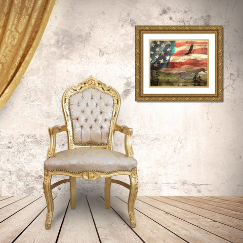 Flag Gold Ornate Wood Framed Art Print with Double Matting by Yellow Cafe
