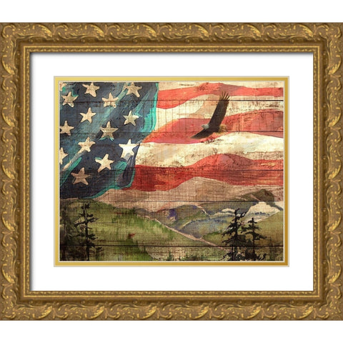 Flag Gold Ornate Wood Framed Art Print with Double Matting by Yellow Cafe