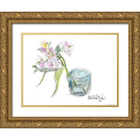 Flower III Gold Ornate Wood Framed Art Print with Double Matting by Yellow Cafe