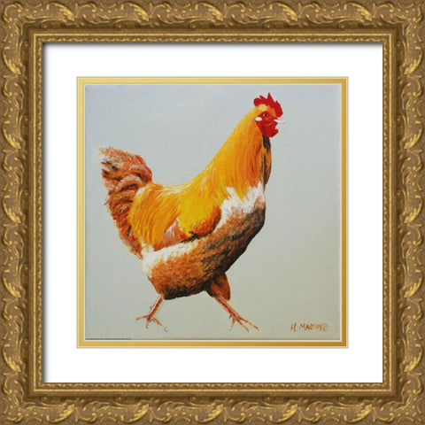 Blonde Chicken Gold Ornate Wood Framed Art Print with Double Matting by Yellow Cafe