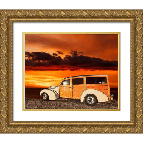 Tan Woody Gold Ornate Wood Framed Art Print with Double Matting by Yellow Cafe
