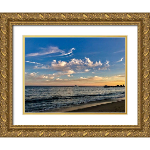 Sunset Gold Ornate Wood Framed Art Print with Double Matting by Yellow Cafe