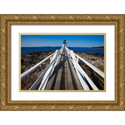Lighthouse III Gold Ornate Wood Framed Art Print with Double Matting by Yellow Cafe