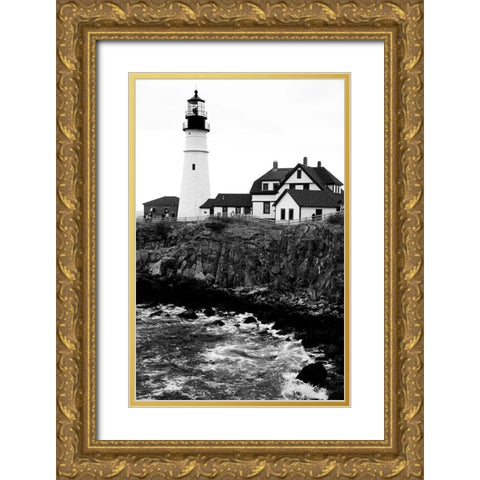Black and Lighthouse Gold Ornate Wood Framed Art Print with Double Matting by Yellow Cafe