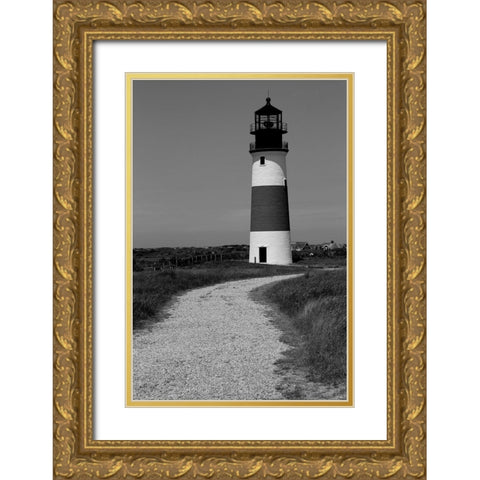 Black and Lighthouse Gold Ornate Wood Framed Art Print with Double Matting by Yellow Cafe