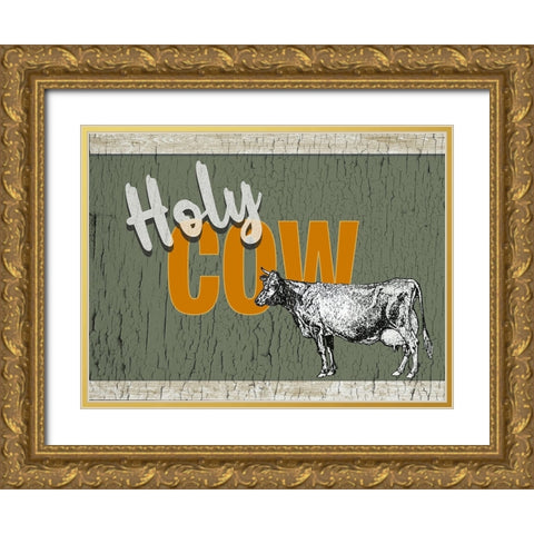 Holy Cow Gold Ornate Wood Framed Art Print with Double Matting by Yellow Cafe