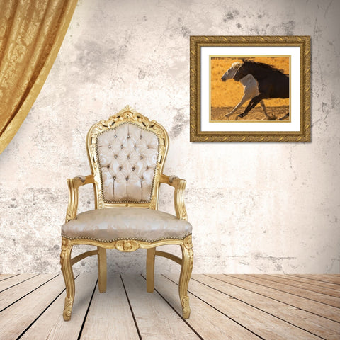 Horse Race Gold Ornate Wood Framed Art Print with Double Matting by Yellow Cafe