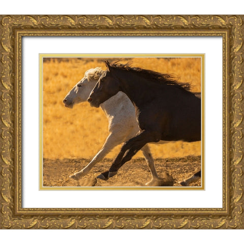 Horse Race Gold Ornate Wood Framed Art Print with Double Matting by Yellow Cafe