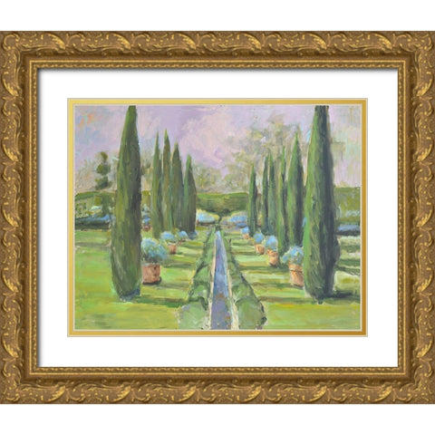 Garden Path Gold Ornate Wood Framed Art Print with Double Matting by Yellow Cafe