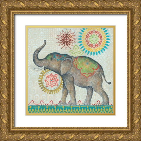 Elephant Gold Ornate Wood Framed Art Print with Double Matting by Yellow Cafe