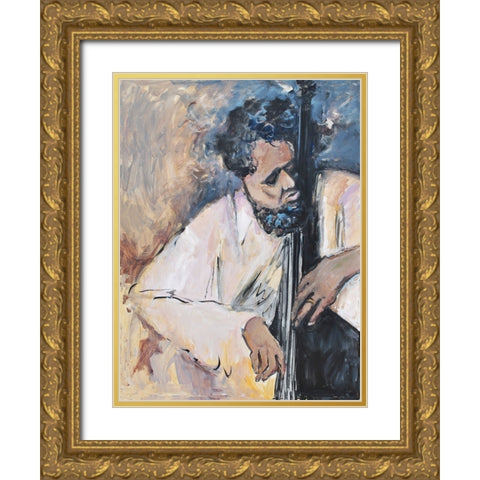 Listen Gold Ornate Wood Framed Art Print with Double Matting by Yellow Cafe