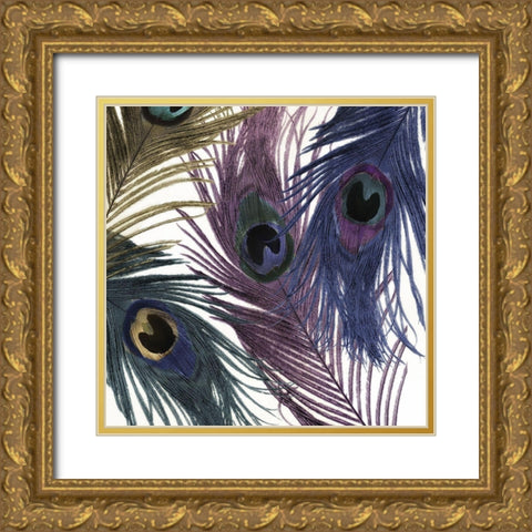 Feather Frenzy Gold Ornate Wood Framed Art Print with Double Matting by Sommers, Mindy