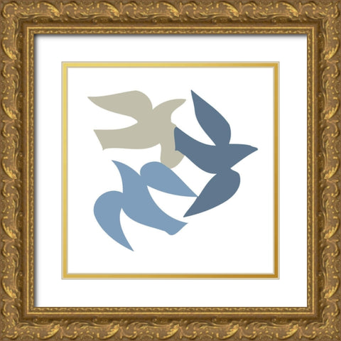 Birds Gold Ornate Wood Framed Art Print with Double Matting by Sommers, Mindy