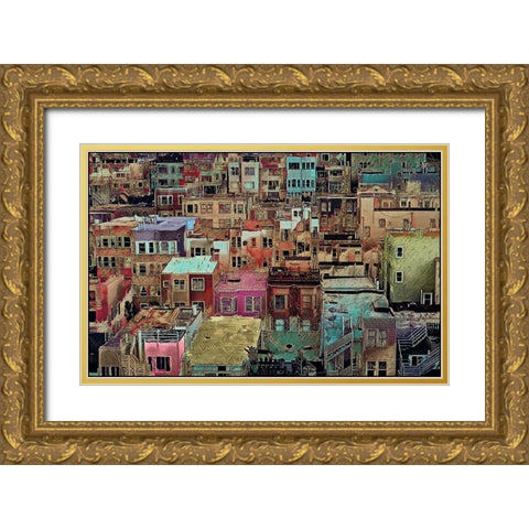 Windows and Neighbors Gold Ornate Wood Framed Art Print with Double Matting by Sommers, Mindy