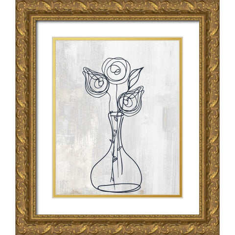 Rosettes Gold Ornate Wood Framed Art Print with Double Matting by Sommers, Mindy