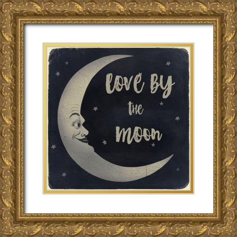 Love by the Moon Gold Ornate Wood Framed Art Print with Double Matting by Sommers, Mindy