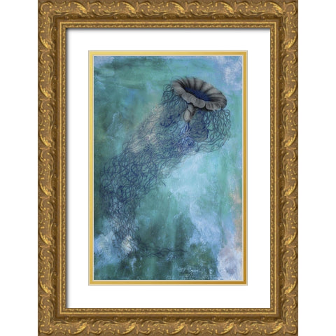 Jellyfish Gold Ornate Wood Framed Art Print with Double Matting by Sommers, Mindy