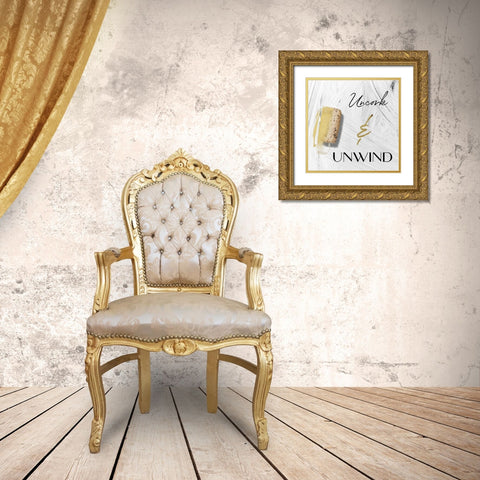 Uncork and Unwind Gold Ornate Wood Framed Art Print with Double Matting by Sommers, Mindy