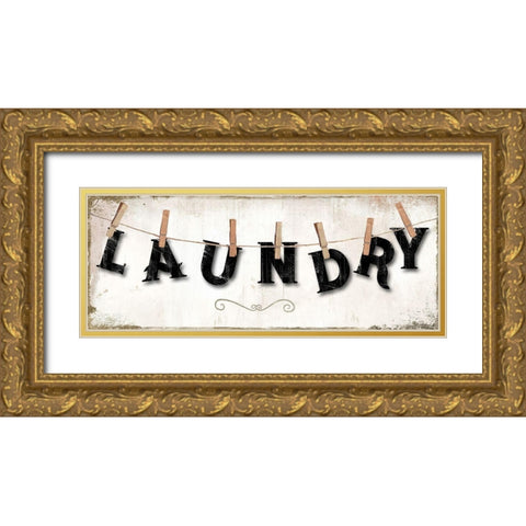 Laundry Gold Ornate Wood Framed Art Print with Double Matting by Sommers, Mindy