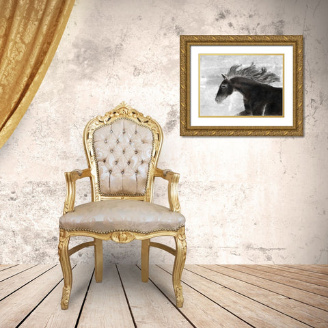 Black Horse Gold Ornate Wood Framed Art Print with Double Matting by Sommers, Mindy