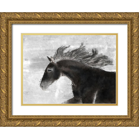 Black Horse Gold Ornate Wood Framed Art Print with Double Matting by Sommers, Mindy