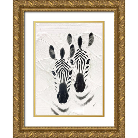Zebras Gold Ornate Wood Framed Art Print with Double Matting by Sommers, Mindy