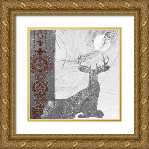 Silver Deer Gold Ornate Wood Framed Art Print with Double Matting by Sommers, Mindy
