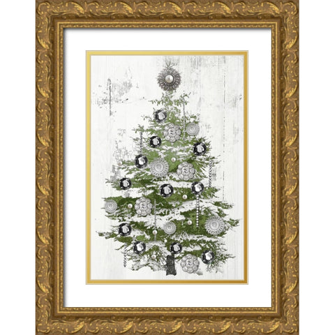 Jeweled Christmas Gold Ornate Wood Framed Art Print with Double Matting by Sommers, Mindy