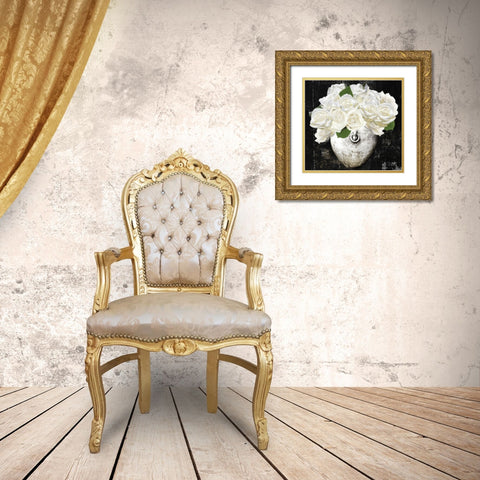 December Roses Gold Ornate Wood Framed Art Print with Double Matting by Sommers, Mindy