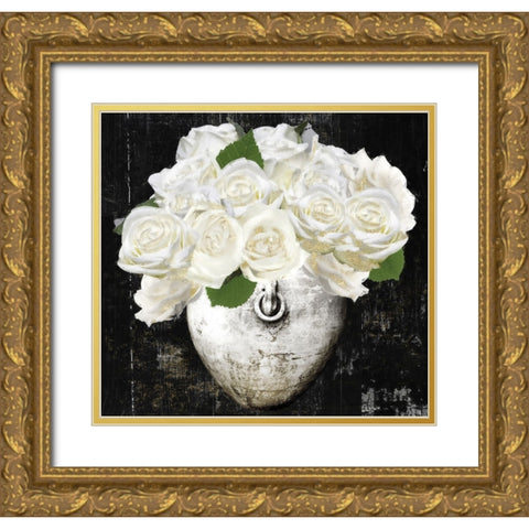 December Roses Gold Ornate Wood Framed Art Print with Double Matting by Sommers, Mindy