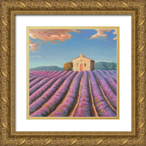 Campi di lavanda Gold Ornate Wood Framed Art Print with Double Matting by Galasso, Adriano