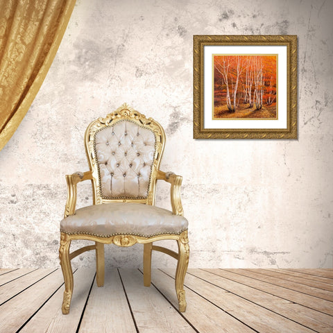 Bosco di betulle II Gold Ornate Wood Framed Art Print with Double Matting by Galasso, Adriano
