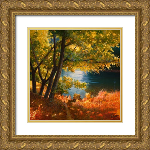 Radura sul fiume Gold Ornate Wood Framed Art Print with Double Matting by Galasso, Adriano