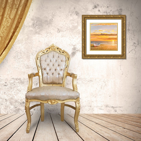 Tramonto sulla battigia (detail) Gold Ornate Wood Framed Art Print with Double Matting by Galasso, Adriano