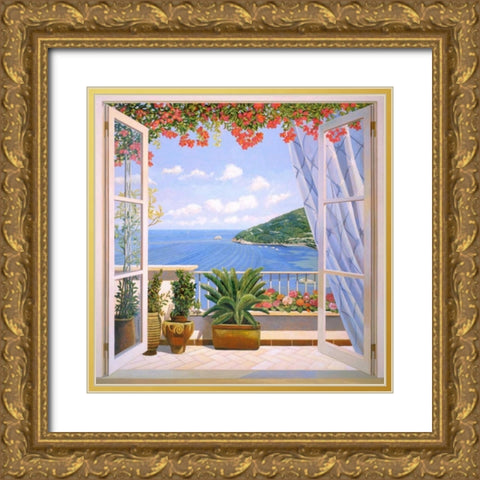 Finestra sul mare Gold Ornate Wood Framed Art Print with Double Matting by Del Missier, Andrea