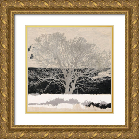 Silver Tree (detail) Gold Ornate Wood Framed Art Print with Double Matting by Alessio, Aprile