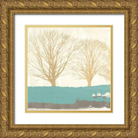 Tree Lines Gold Gold Ornate Wood Framed Art Print with Double Matting by Alessio, Aprile