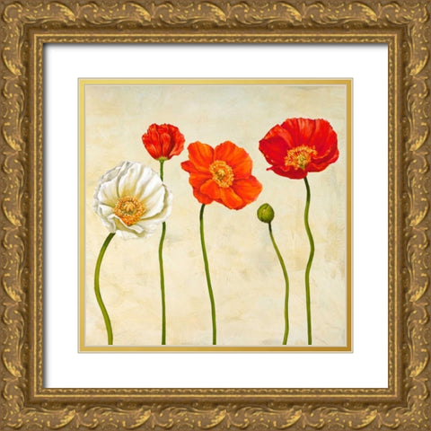 Coquelicots Gold Ornate Wood Framed Art Print with Double Matting by Ann, Cynthia