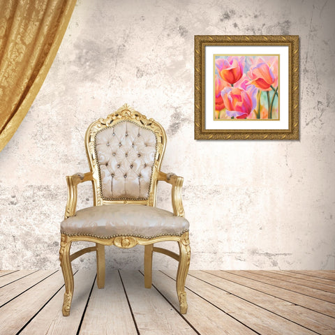 Tulips in Wonderland II Gold Ornate Wood Framed Art Print with Double Matting by Ann, Cynthia