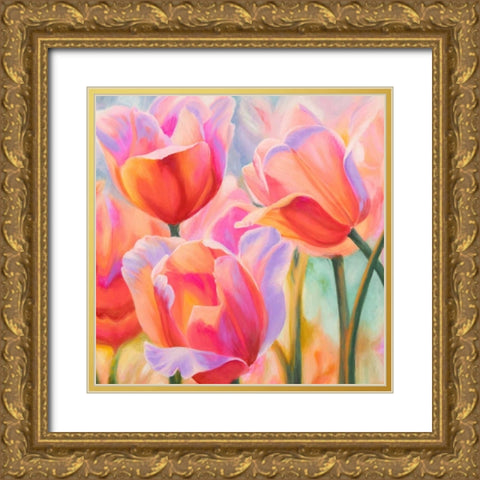 Tulips in Wonderland II Gold Ornate Wood Framed Art Print with Double Matting by Ann, Cynthia