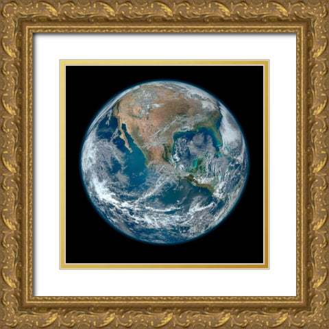 Earth Gold Ornate Wood Framed Art Print with Double Matting by Nasa