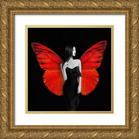 Winged Beauty -2 Gold Ornate Wood Framed Art Print with Double Matting by Lauren, Julian